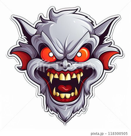 Werewolf sticker design on white background. Ai Generative 118300505