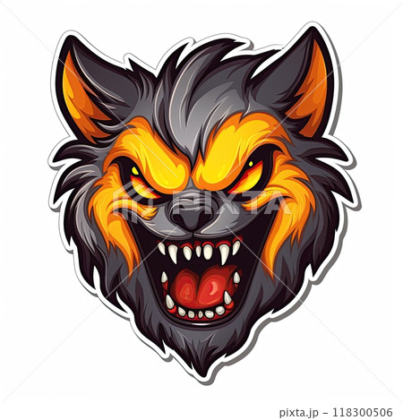 Werewolf sticker design on white background. Ai Generative 118300506
