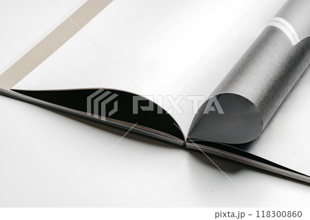 Magazine clean page mockup background concept close up 118300860
