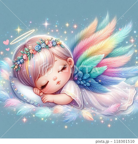 ふわふわの雲の上で寝ているエンジェル ふわふわの雲の上で寝ているエンジェル 118301510