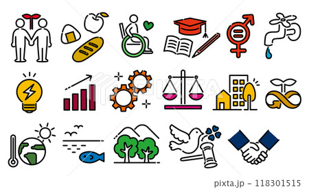 SDGsのシンプルでポップなベクターイラストアイコン SDGsのシンプルでポップなベクターイラストアイコン 118301515