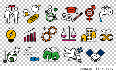 SDGsのシンプルでポップなベクターイラストアイコン SDGsのシンプルでポップなベクターイラストアイコン 118301515