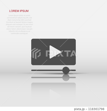 Film icon in flat style. Movie vector illustration on white isolated background. Play video business concept. Film icon in flat style. Movie vector illustration on white isolated background. Play video business concept. 118301798