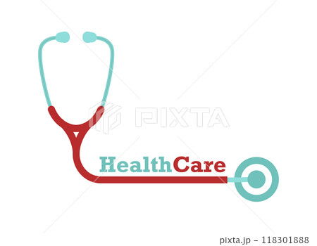 Medical stethoscope icon in flat style. Doctor instrument vector illustration on isolated background. Medicine and healthcare sign business concept. 118301888