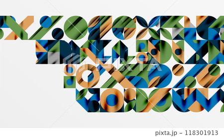 Neo memphis geometric pattern with circles, squares and lines. Pop art abstract background for covers, banners, flyers and posters and other templates Neo memphis geometric pattern with circles, squares and lines. Pop art abstract background for covers, banners, flyers and posters and other templates 118301913