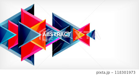 Abstract background - colorful triangles with 3d effect. Vector Illustration For Wallpaper, Banner, Background, Card, Book Illustration, landing page 118301973
