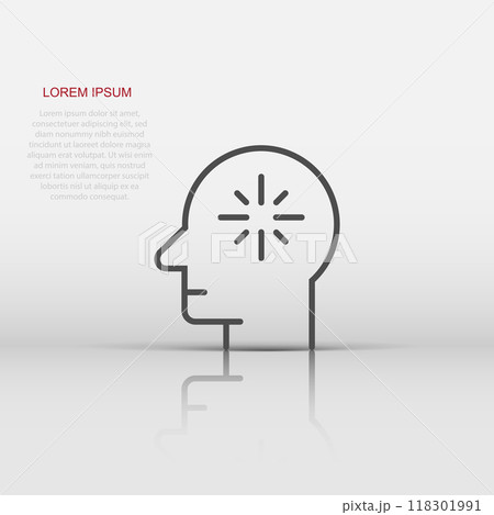 Mind awareness icon in flat style. Idea human vector illustration on white isolated background. Customer brain business concept. Mind awareness icon in flat style. Idea human vector illustration on white isolated background. Customer brain business concept. 118301991