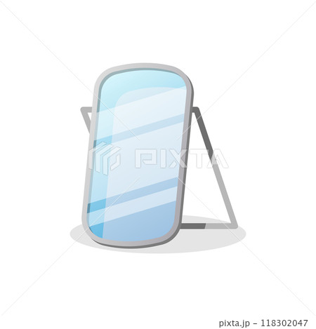 Floor mirror stand icon in flat style. Mirror glass vector illustration on isolated background. Fashion sign business concept. Floor mirror stand icon in flat style. Mirror glass vector illustration on isolated background. Fashion sign business concept. 118302047