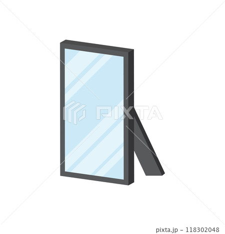 Floor mirror stand icon in flat style. Mirror glass vector illustration on isolated background. Fashion sign business concept. 118302048