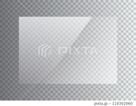 Glass plate icon in flat style. Realistic window vector illustration on isolated background. Clear glass showcase sign business concept. 118302060