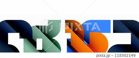 Colorful curve geometric shapes on white 118302149