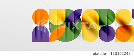 Round shapes, circles and lines minimal geometric background. Vector Illustration For Wallpaper, Banner, Background, Card, Book Illustration, landing page 118302242