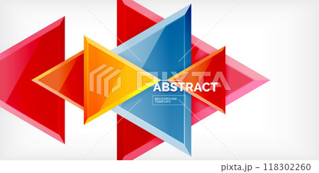 Abstract background - colorful triangles with 3d effect. Vector Illustration For Wallpaper, Banner, Background, Card, Book Illustration, landing page 118302260