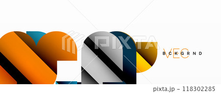 Abstract background. Colorful geometric curve shapes with black shadow lines effects 118302285