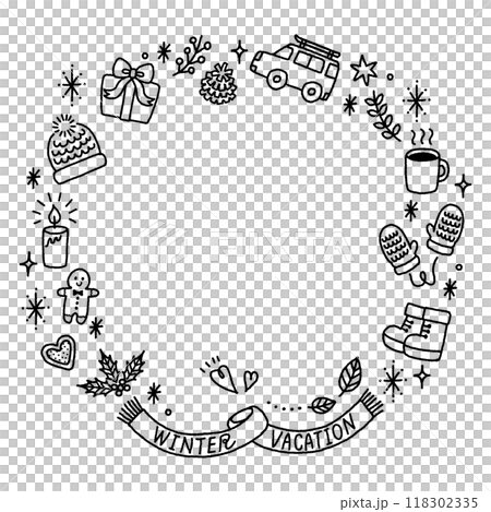 Winter illustration material icon monochrome frame 118302335