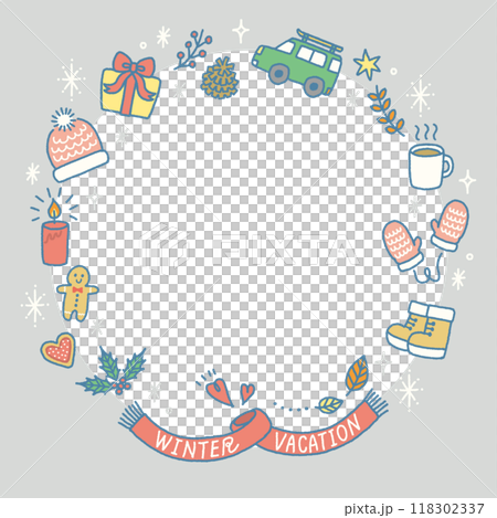 Winter illustration material square frame 118302337