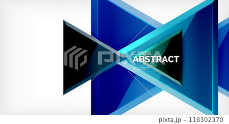 Abstract background - colorful triangles with 3d effect. Vector Illustration For Wallpaper, Banner, Background, Card, Book Illustration, landing page 118302370