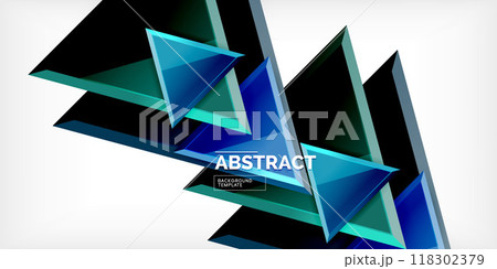 Abstract background - colorful triangles with 3d effect. Vector Illustration For Wallpaper, Banner, Background, Card, Book Illustration, landing page Abstract background - colorful triangles with 3d effect. Vector Illustration For Wallpaper, Banner, Background, Card, Book Illustration, landing page 118302379