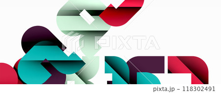 Abstract background. Colorful geometric curve shapes with black shadow lines effects Abstract background. Colorful geometric curve shapes with black shadow lines effects 118302491