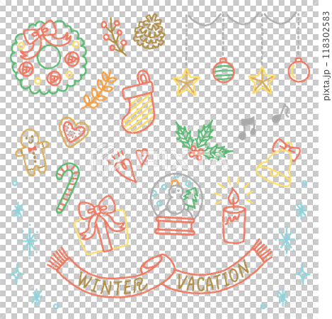 一套可愛的手寫聖誕插圖 118302583