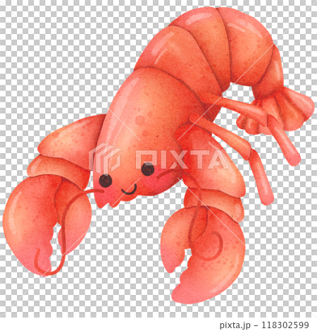 Lobster watercolor illustration isolated on white background 118302599