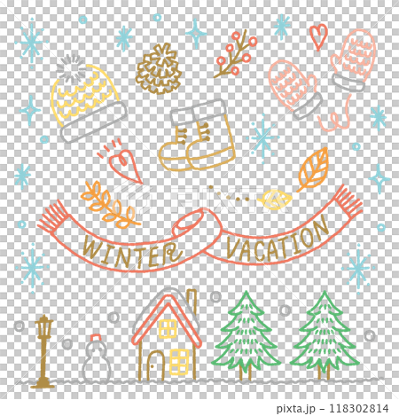 Cute winter illustration material set 118302814