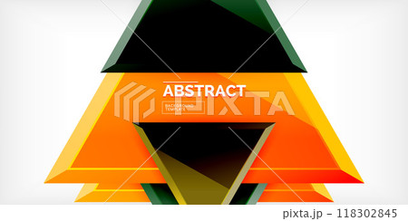 Abstract background - colorful triangles with 3d effect. Vector Illustration For Wallpaper, Banner, Background, Card, Book Illustration, landing page 118302845