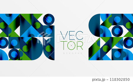 Colorful triangles circles square geometric design. Abstract background for wallpaper, banner, backdrop, card, book Illustration, landing page Colorful triangles circles square geometric design. Abstract background for wallpaper, banner, backdrop, card, book Illustration, landing page 118302850