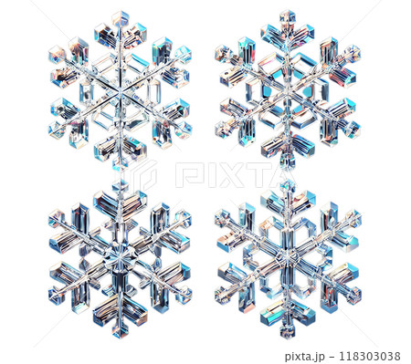 雪の結晶セット　細かいディテールとシンメトリーが際立だたせ、冬の冷たさと繊細さを表現しました。  118303038
