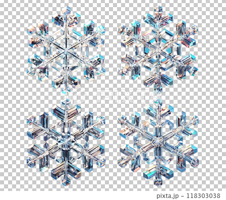雪の結晶セット　細かいディテールとシンメトリーが際立だたせ、冬の冷たさと繊細さを表現しました。  118303038