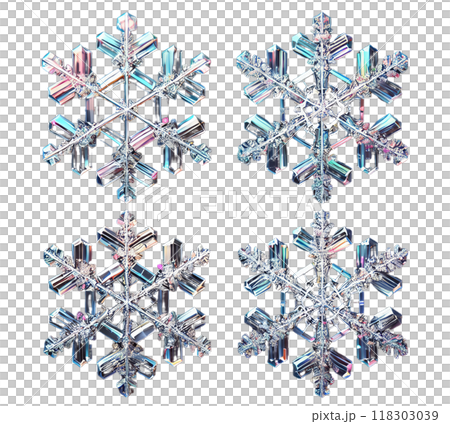 Snowflake Set - The fine detail and symmetry stand out, expressing the coldness and delicacy of winter. 118303039