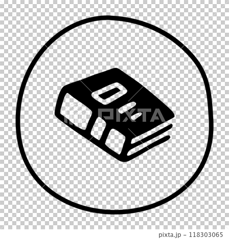 Doodle book icon handdrawn with ink pen. Knowledge and education symbol 118303065