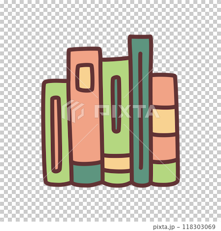 Doodle books shelf icon hand drawn in minimalistic style. Knowledge symbol 118303069