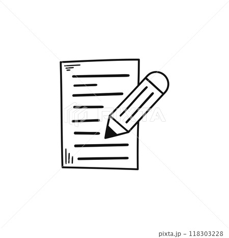 Hand drawn memo paper sheet icon in flat style. Checklist vector illustration on isolated background. To do list sign business concept. 118303228