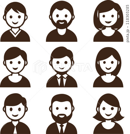 black and white avatar icon 118303285