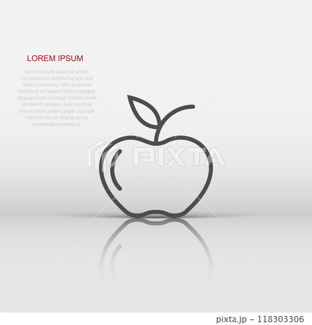 Apple icon in flat style. Fresh fruit vector illustration on white isolated background. Juicy food business concept. 118303306