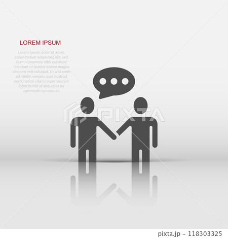 Greetings gesture icon in flat style. People handshake vector illustration on white isolated background. Hand shake business concept. 118303325