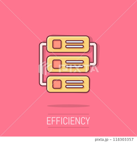 Improvement icon in comic style. Efficiency cartoon vector illustration on isolated background. Productivity splash effect business concept. 118303357