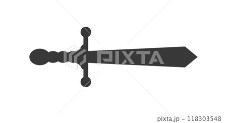 Old medieval sword icon in flat style. Weapon vector illustration on isolated background. Razor blade sign business concept. 118303548