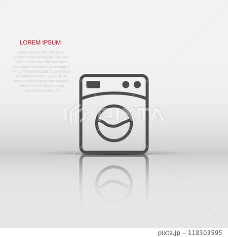 Washing machine icon in flat style. Washer vector illustration on white isolated background. Laundry business concept. Washing machine icon in flat style. Washer vector illustration on white isolated background. Laundry business concept. 118303595