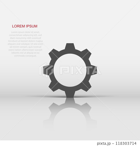 Gear vector icon in flat style. Cog wheel illustration on white isolated background. Gearwheel cogwheel business concept. Gear vector icon in flat style. Cog wheel illustration on white isolated background. Gearwheel cogwheel business concept. 118303714