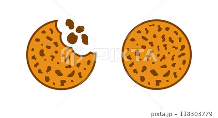 Cookies icons set in flat style. Tasty biscuits vector illustration on isolated background. Chocolate bakery sign business concept. 118303779