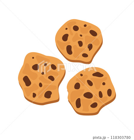 Cookies icons set in flat style. Tasty biscuits vector illustration on isolated background. Chocolate bakery sign business concept. 118303780