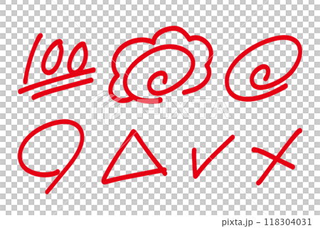 Marking set for marking written in red pen 118304031