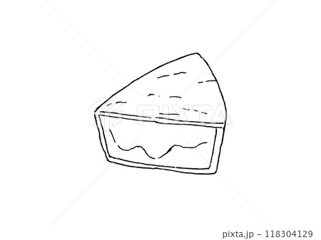 カマンベールチーズ　カット　線画 118304129