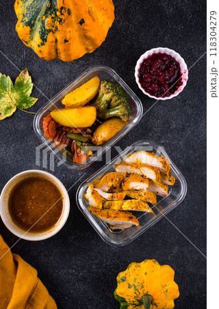 Leftover Thanksgiving day dinner food 118304279