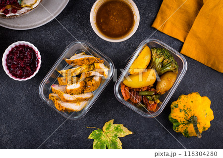 Leftover Thanksgiving day dinner food 118304280