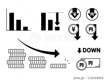 値下げ！まとめ売り iKON 値下げ値下がりのアイコンセットのイラスト素材 [118304868] - PIXTA