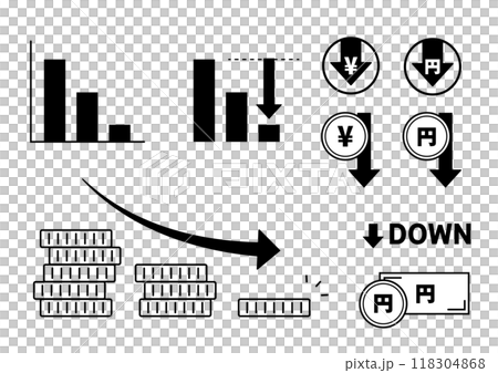 値下げ！まとめ売り iKON 値下げ値下がりのアイコンセットのイラスト素材 [118304868] - PIXTA