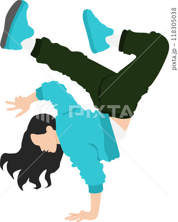 ブレイクダンスをする女性のイラスト ブレイクダンスをする女性のイラスト 118305038